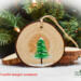 Acrylic painting on the back of a wood slice ornament at Cove Creek Photography.